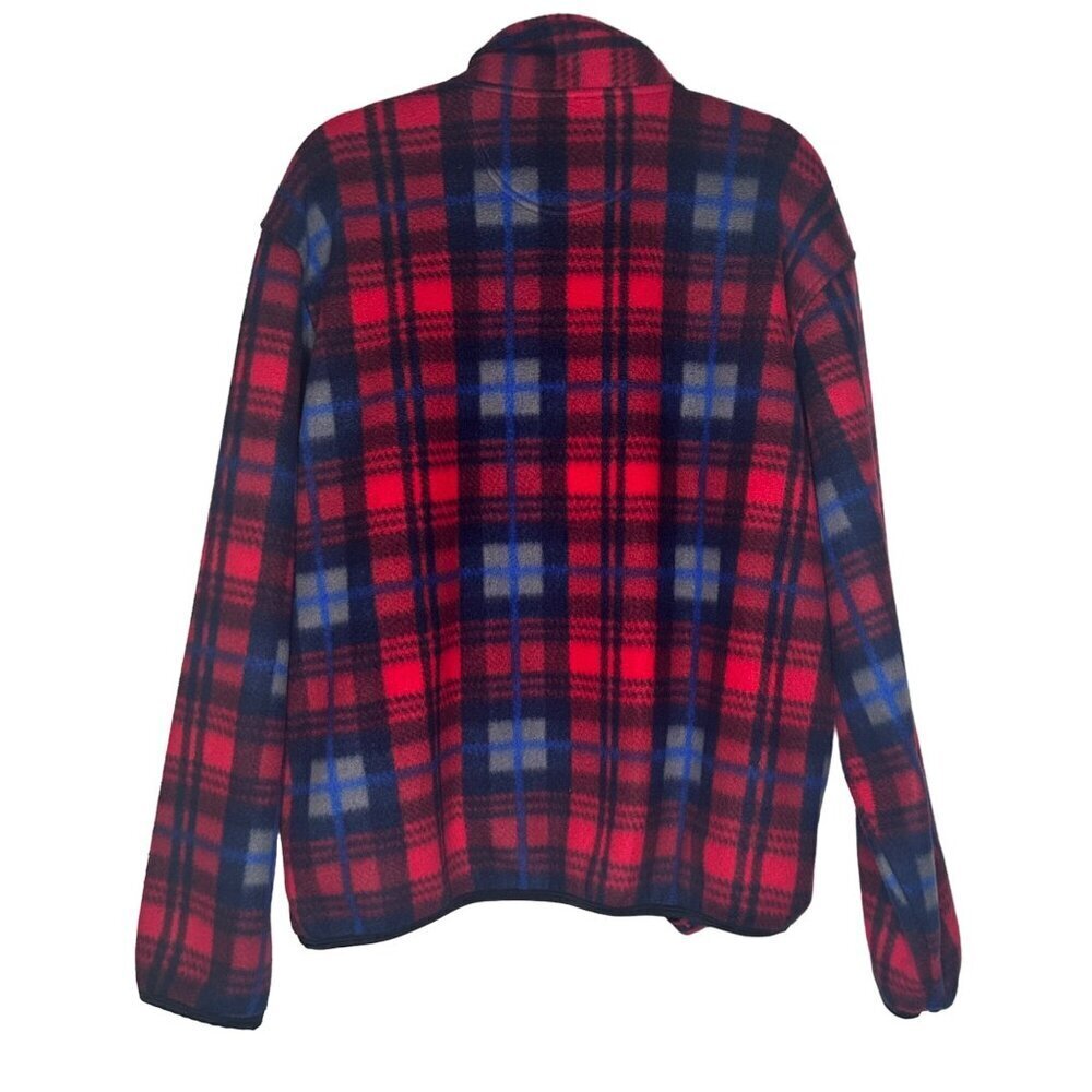 Vintage Sutter & Grant Red Plaid Pullover Fleece Men's L Half-Zip Cozy Winter - Picture 2 of 8